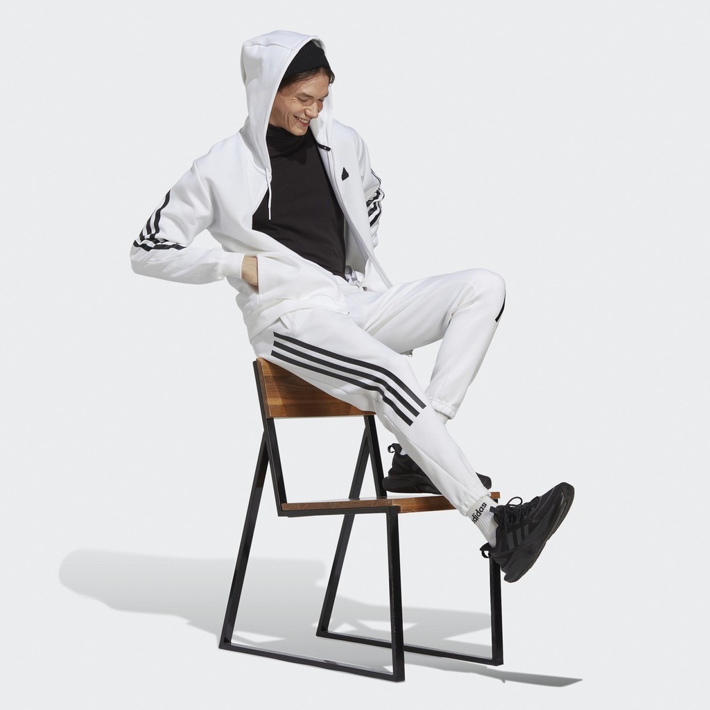 Adidas Phong cách sống Áo Hoodie Khóa Kéo 3 Sọc Future Icons Nam trắng IC8258