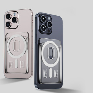 Hộp đựng thẻ trong suốt Hàn Quốc Vỏ cứng PC Megsafe Túi đựng thẻ từ tính mạnh mẽ iPhone Android Vỏ điện thoại Nhãn dán mặt sau Hộp đựng thẻ