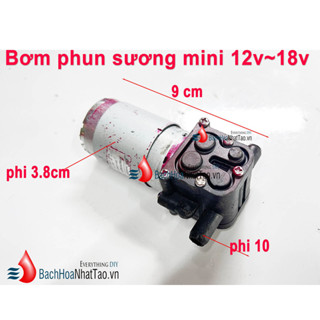 Bơm phun sương điện 12vdc~18vdc. Dùng được 5 béc số 3, dùng làm phun sương hay bơm bình xịt nước