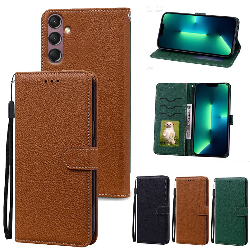 Bao da dạng ví có khe cắm thẻ đứng từ tính cho Samsung Galaxy A24 SM-A245F 4G ốp điện thoại Điện Tho