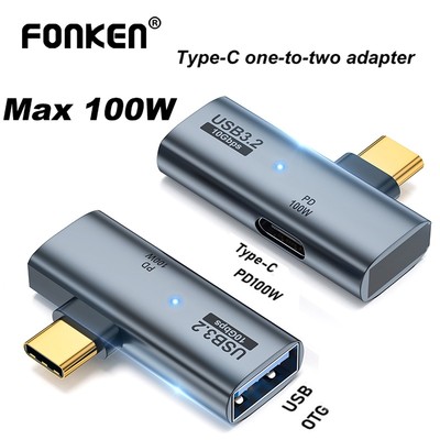 Fonken 2 trong 1 USB C Nam sang USB 3.2 Nữ Bộ Chuyển Đổi Với Cổng Sạc PD100W Hỗ Trợ Chức Năng OTG Cho Điện Thoại Laptop