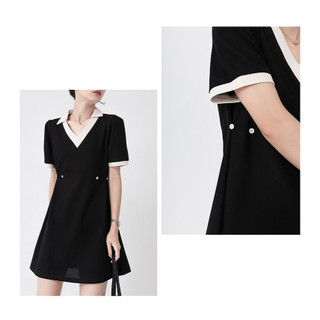 Lovito Đầm cài cúc màu trơn theo phong cách Preppy dành cho nữ LBA82157
