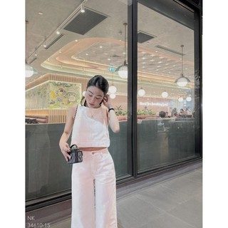 Set sn denim quần suông Louis.H