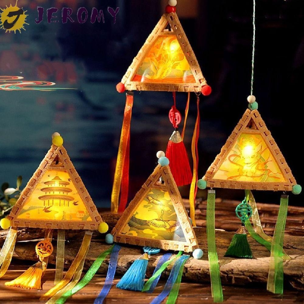 Đèn lồng phong cách Trung Hoa JEROMY, Đèn lồng màu lễ hội giấy dạ quang, Đèn lồng hoa lễ kỷ niệm Phim hoạt hình 3D Đèn lồng di động cổ đại Lễ hội trung thu