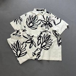 FNST JACQUEMUS Niche French High Density Cotton and Linen Floral Shirt Summer Vacation Hawaiian Style