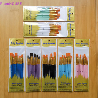 Plumhouse 10 Bộ Cọ Sơn Bộ Nylon Paing Bàn Chải Thanh Ngắn Dầu Acrylic Bàn Chải Màu Nước Bút Chất Lượng Cao Chuyên Nghiệp Nghệ Thuật Cung Cấp VN