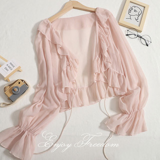 Áo len cardigan dài tay mỏng phong cách Hàn Quốc chống nắng màu trơn