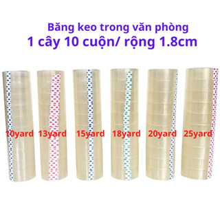  SKU349 - Băng keo trong văn phòng loại nhỏ 1 cây 10 cuộn rộng 1.8cm 10yard-13yard-15yard-18yard-20yard-25yard 