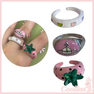 Coo legan Strawberry Open Ring Sinh nhật có thể điều chỉnh cho nữ