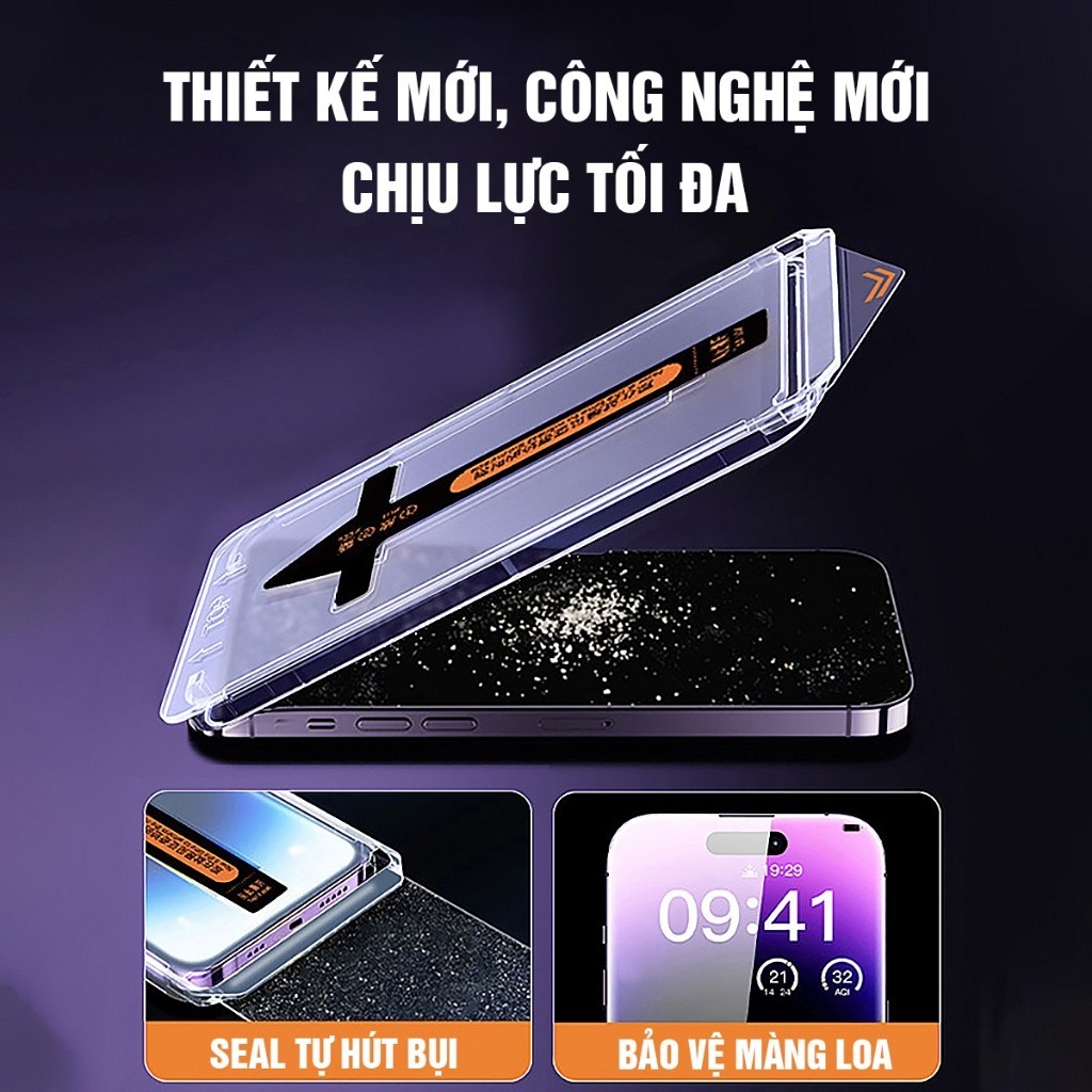 Kính Cường Lực iPhone Magic Box Khung Tự Dán,Tự Hút Bụi, Chống Nhìn Trộm Cho iPhone X/XS/XR/11/12/13/14/15/16/17Pro/Max | BigBuy360 - bigbuy360.vn