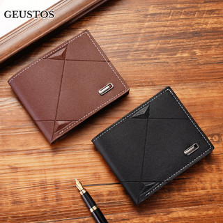 Geustos Mới Ví Nam Ngắn Nhiều Khe Cắm Thẻ Thời Trang Giải Trí Ví Nam Thanh Niên Mỏng Ba Tầng Ngang Ví Da Mềm