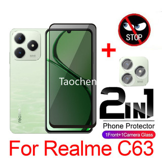 Bảo vệ màn hình riêng tư 2 TRONG 1 cho Realme C63 C 63 RealmeC63 4G 2024 Full Cover Keo dán Kính cường lực riêng tư Phim bảo vệ chống nhìn trộm
