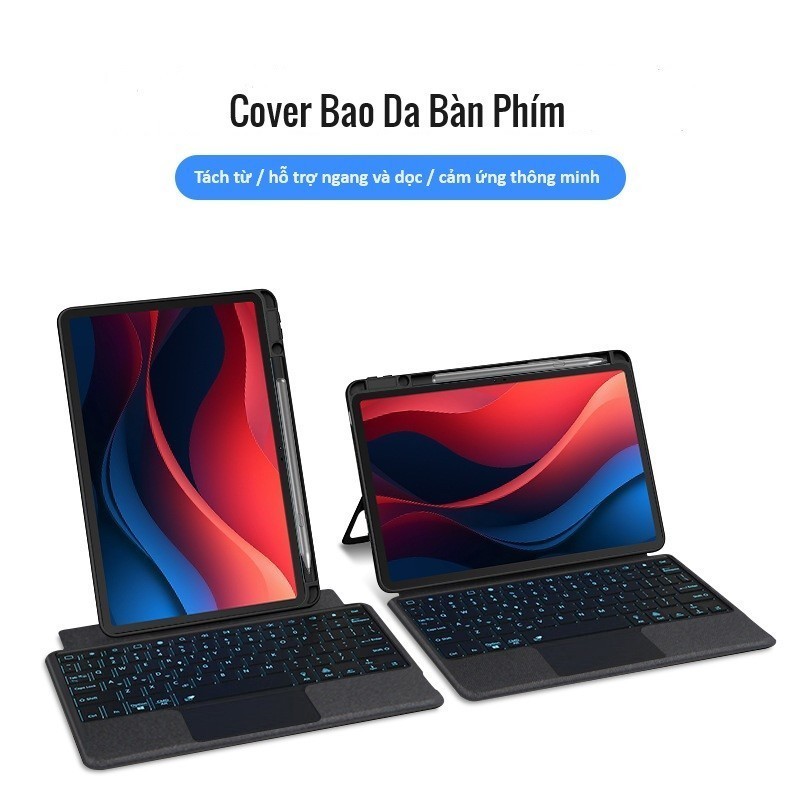 BAO DA BÀN PHÍM Smart Keybroad có Touchpad,giá đỡ,đèn LED,có thể tháo rời cho các mã iPad