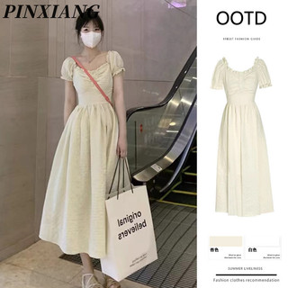 Váy kiểu Pháp mới của nữ PINXIANG, váy dài eo ngọt ngào và thon gọn