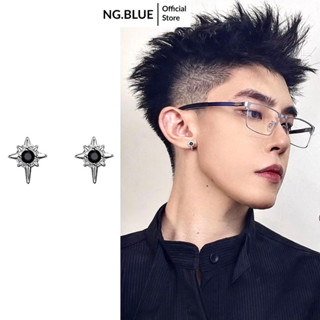 Bông tai hoa khuyên giả nam châm nam nữ đính đá bạc đen không cần bấm xỏ lỗ thép titan không gỉ đẹp phụ kiện thời trang