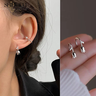 1 bông tai bạc s925 nữ tulip hàn quốc