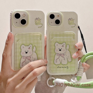 Dành Cho iPhone 15 14 13 12 11 Pro MAX X XR XS MAX 7 8 Plus SE 2020 INS Hoạt Hình Chú Chó Dễ Thương Kẻ Sọc Xanh Tây Cao Nguyên Túi Đựng Thẻ Điện Thoại Có Dây Đeo Cổ Tay Dây Treo