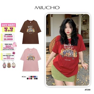 Áo thun nữ tay lỡ form rộng đẹp chất vải cotton mềm mại local brand Miucho AT298 in graphic