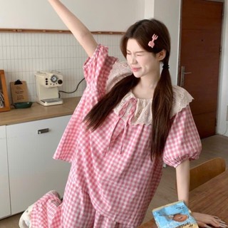 Đồ Ngủ Nữ Pijama Mặc Nhà Mùa Hè Tay Ngắn Quần Dài Fom Rộng Thắt Nơ Dễ Thương Big Size Cao Cấp – PINK