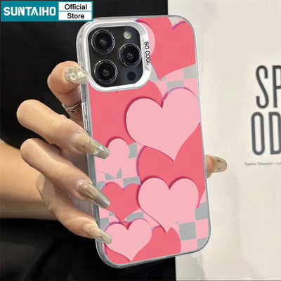 Suntaiho Thẩm Mỹ TÌNH YÊU Cặp Đôi Họa Tiết Trong Suốt Mờ Dành Cho Iphone 16 15 14 13 12 11 Pro Max IMD TPU Silicon Cao Cấp Chống Sốc Ốp điện thoại