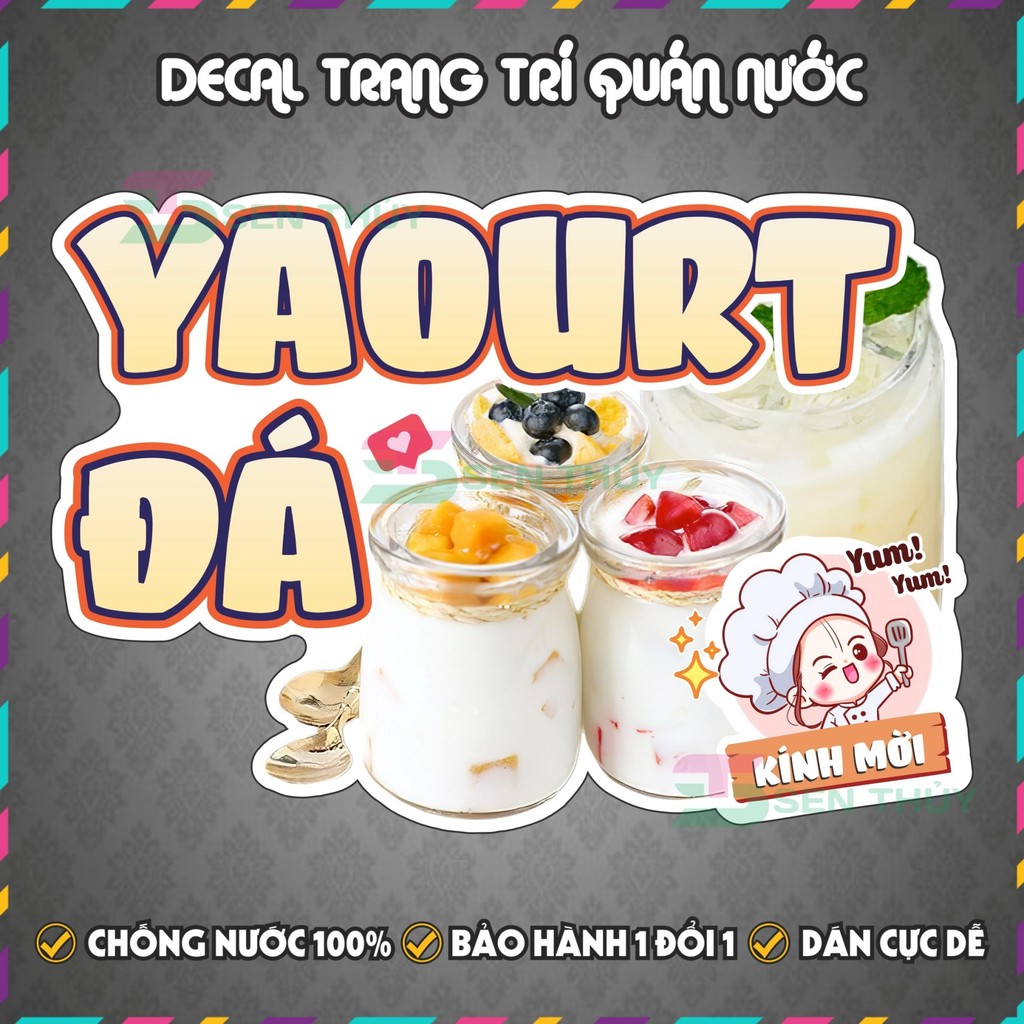 Decal YAOURT ĐÁ - Decal Dán Tường Trang Trí Quán Ăn, Trà Sữa, Cà Phê. - DCQ0437