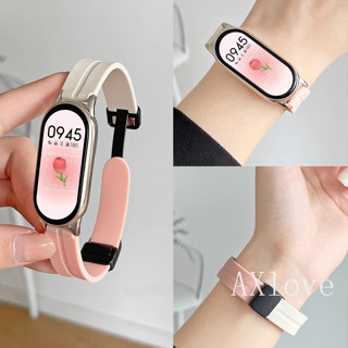 Dây đeo khóa từ tính màu đen cho Xiaomi Mi Band 9 8 NFC Vòng đeo tay silicon thay thế cho Xiaomi Band 7 6 5 4 3 Dây đeo cổ tay