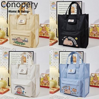 Conopery Túi đi học Tote, Túi hướng dẫn học sinh Capybara chống nước, Túi xách cầm tay dung tích lớn hoạt hình Đồ dùng học tập
