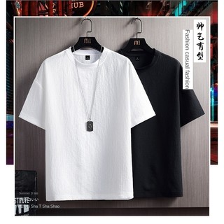 Áo thun ngắn tay mới Áo thun nam màu trơn thương hiệu thời trang nửa tay Top mùa hè nam Slim-Fit Quần áo thời trang Áo thun