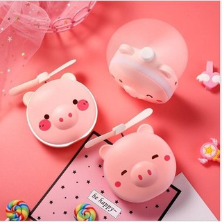 Quạt mini cầm tay - quạt mini hình con lợn có gương đèn