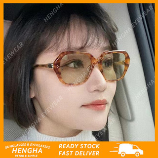 (Hengha) Kính râm da báo vuông thời trang mới dành cho nữ Kính mắt chống ánh sáng xanh cổ điển thời trang Hàn Quốc dành cho nữ