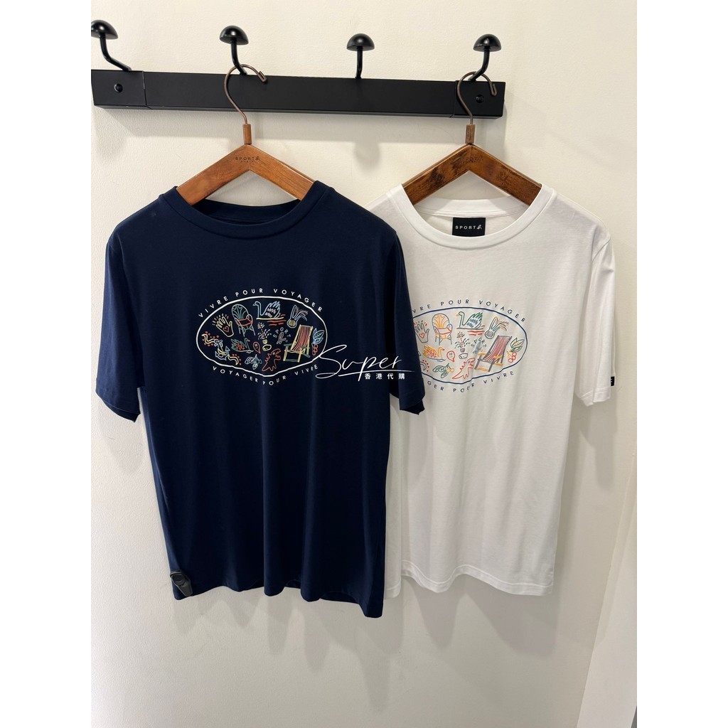 Agnes b.sport logo Thời Trang In Hình Tay Ngắn Cotton Dáng Rộng Thời Trang Cổ Tròn Áo Thun Nam 0202