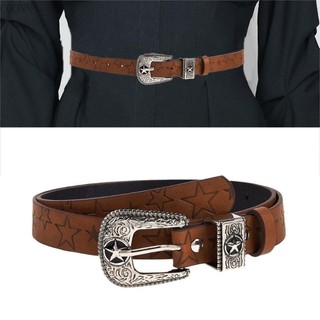 Coonn pu thắt lưng người phụ nữ eo trang trí quần jeans thắt lưng dập nổi họa tiết ngôi sao thắt lưng