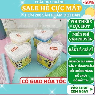 Combo 2 hộp tăm bông ( 1 hộp trẻ em và 1 hộp người lớn ) hiệu con Gấu chất lượng cao , 200 cây một hộp - Phát Huy Hoàng