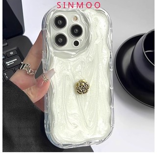 Hoa gai kim loại họa tiết kem gợn sóng cho vỏ IPhone 16 15pro Max 14 Pro Max 11 13 12 X Xs Xr Max Pro Max 7 8 Plus Vỏ silicon bảo vệ chống sốc