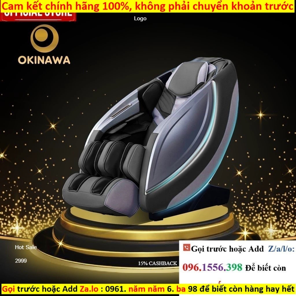 Ghế Massage Toàn Thân Okinawa OS-335 - Màu Đỏ Đen, Con Lăn Kép 3D, Hỗ Trợ Zero Gravity