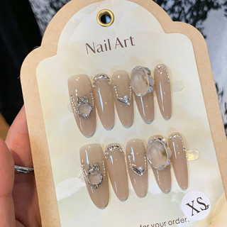 Đùi Lông Thô Trắng Ánh Trăng Handmade Mặc Móng Tay Hoàn Thành Làm Móng Tay Mùa Thu Đông Trắng Có Thể Tháo Rời Đầu Móng Tay Đeo Móng Tay