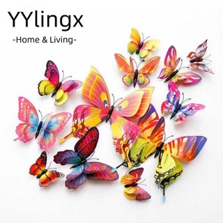 YYlingx 30 Chiếc Bướm Trang Trí Đám Cưới, Bướm Bướm Dán, Phụ Kiện Nhiều Màu Sắc Trang Trí Nhà Văn Phòng Trang Trí Dán Tường Văn Phòng
