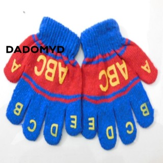 DADOMYD Găng tay len dệt kim, In chữ Găng tay dệt kim trẻ em đáng yêu, Găng tay ấm áp mùa đông bằng sợi Acrylic