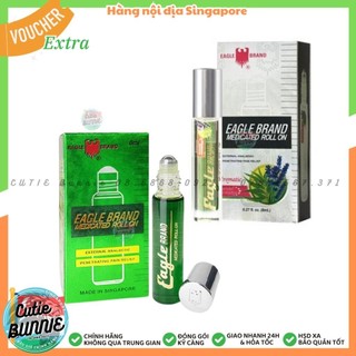 Hsd 2027 dầu gió xanh / trắng con ó nhỏ gọn, tiện dụng, dạng chai lăn 8ml date chính hãng singapore