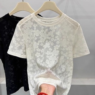Áo thun ngắn tay Jacquard ren chắc chắn dành cho nữ thời trang mùa hè phù hợp