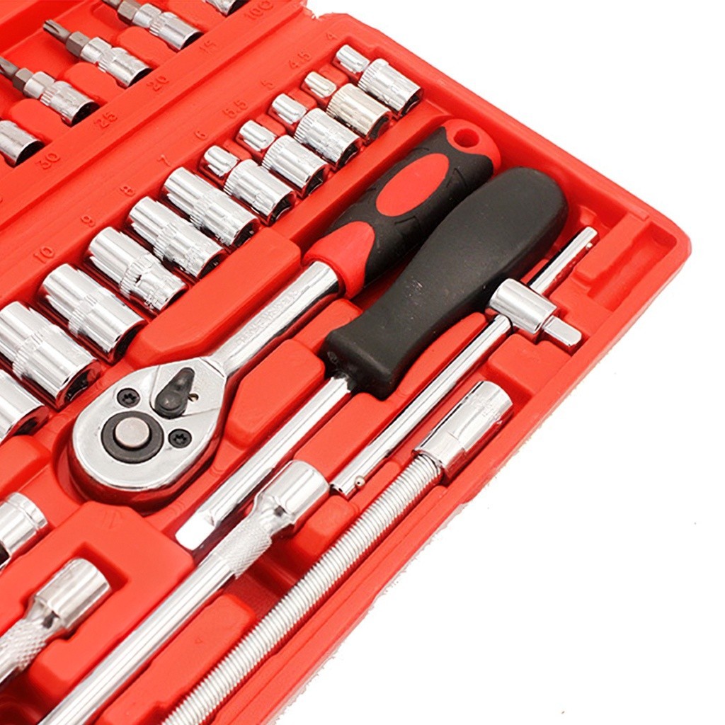 Bộ dụng cụ mở bulong ốc vít đa năng 46 chi tiết, Bộ dụng cụ sửa chữa oto xe máy 46 món đa năng -Ales