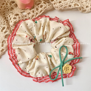Kẻ Sọc Gấu Anh Đào Scrunchy Dây Buộc Tóc Cao Cấp Hàn Quốc Phụ Kiện Tóc Nơ Dây Buộc Tóc