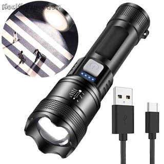 Đèn pin có thể phóng to LED XHP50 Đèn hiển thị nguồn sạc USB cho cắm trại đi bộ đường dài
