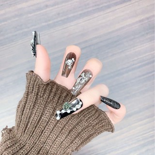 Công Nghiệp Nặng Siêu Dài Thang Tay-Worn Móng Tay Đầu Móng Tay Đầu Móng Tay Miếng Dán Móng Tay Hoa Hồng Ngọt Ngào Nóng Cô Gái