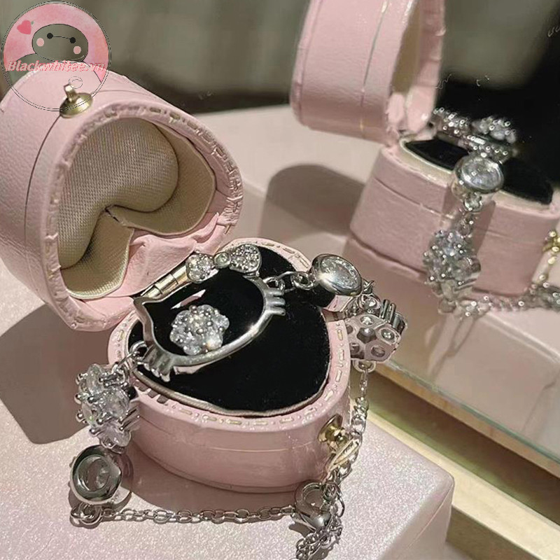 Bwhte Kawaii Hello Kitty Vòng tay Cô gái ngọt ngào Kim cương giả Phụ kiện trang sức cổ tay Quà tặng 