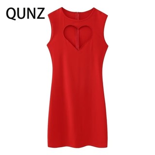 Qunz Thời Trang Không Tay Màu Đỏ Tình Yêu Rỗng Váy 6062