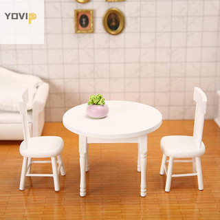 Yovip 1 / 12 Nhà Búp Bê Nội Thất Thu Nhỏ Bàn Ăn Trắng Ghế Đồ Chơi Mô Hình VN