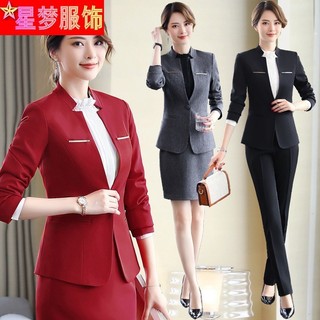 8826 Khách sạn Bàn Làm Việc Tiếp Tân Quần Áo Lao Động Mùa Thu Blazer Công Sở Trang Phục Chuyên Nghiệp Phù Hợp Với Nhân Viên Dịch Vụ Mặc