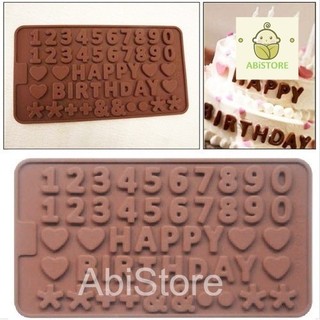 HCM - Khuôn silicon đổ socola, rau câu happy birthday và chữ số 1.7cm x 3mm