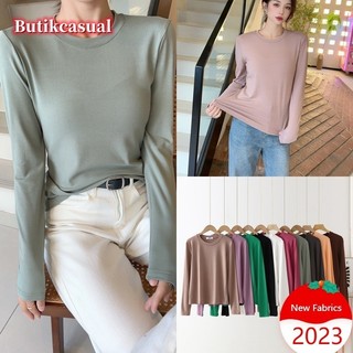 Áo Thun cotton Tay Dài Cổ Tròn Dáng Ôm Thời Trang Xuân Thu 2023 Dành Cho Bạn Nữ